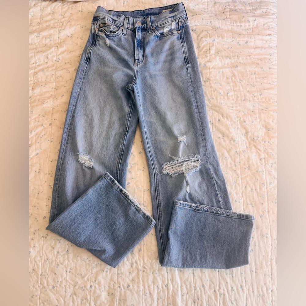 AYR Light Blue Wide-Leg Distressed Jeans - Picture 7 of 11